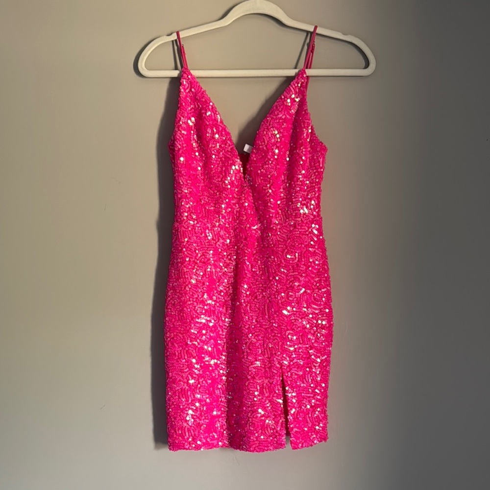 Lucy in the sky Pink Sequin homecoming dress